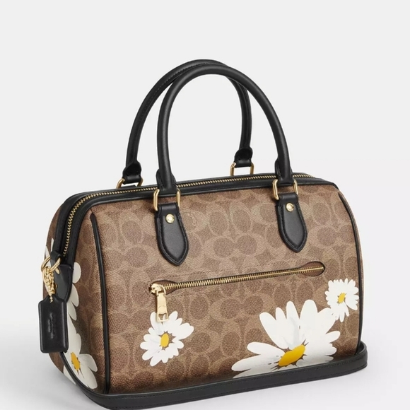 Coach Rowan Satchel In Signature Canvas With Floral Print - Picture 2 of 14